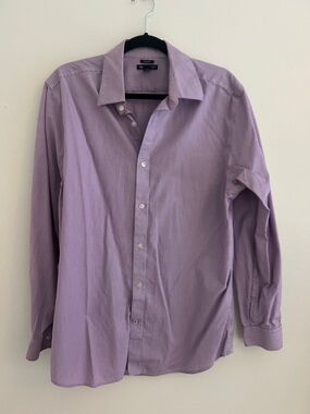 GAP Men's Lavender Striped Long-Sleeve Dress Shirt